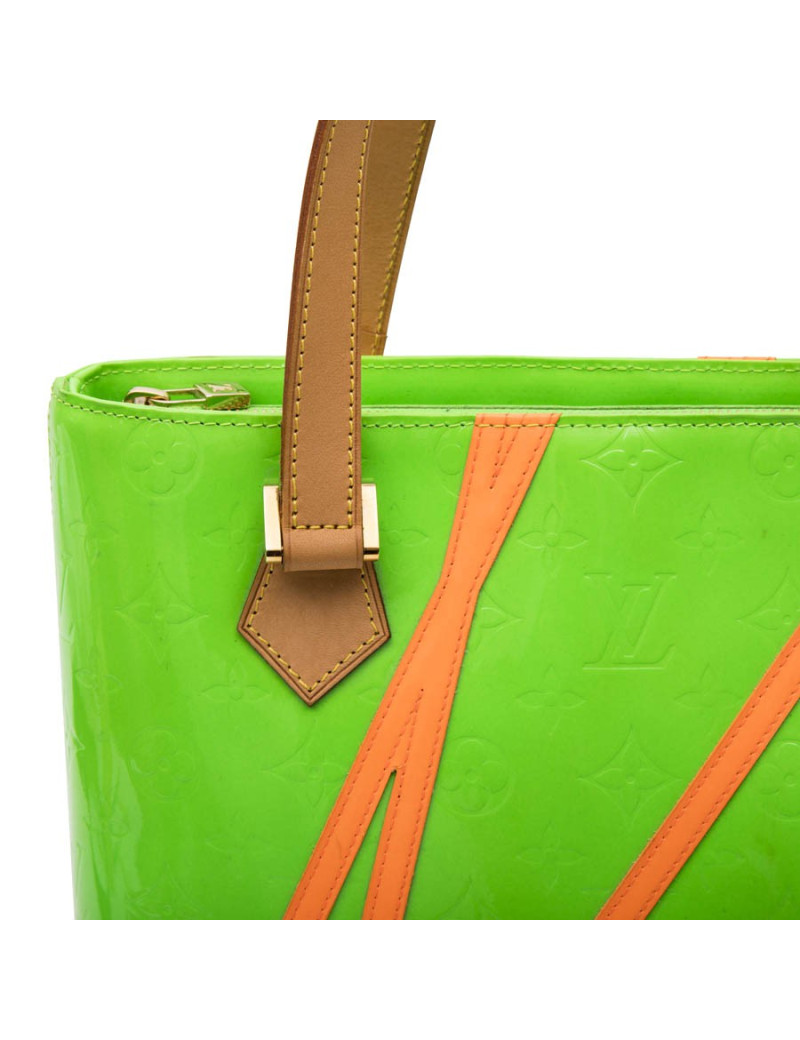 Sac Houston LOUIS VUITTON cuuir verni  fluo vert