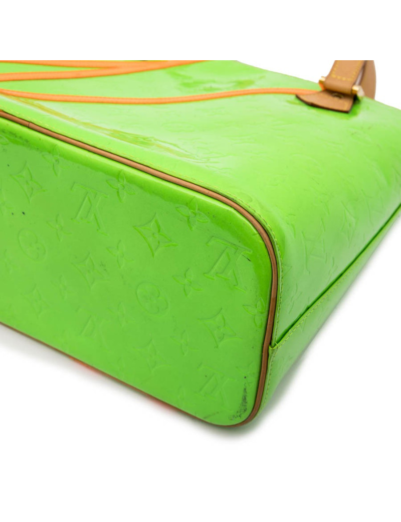 Sac Houston LOUIS VUITTON cuir verni fluo vert