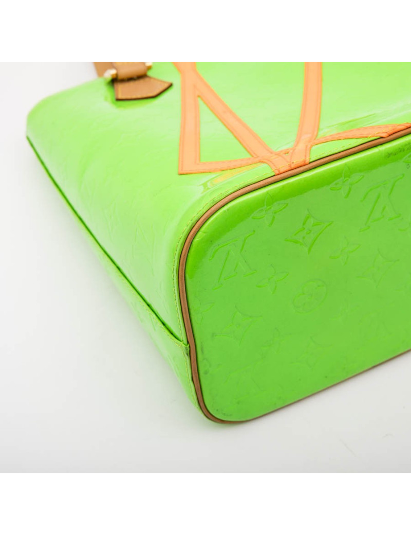 Sac Houston LOUIS VUITTON cuir verni fluo vert