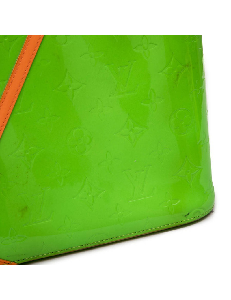 Sac Houston LOUIS VUITTON cuir verni fluo vert