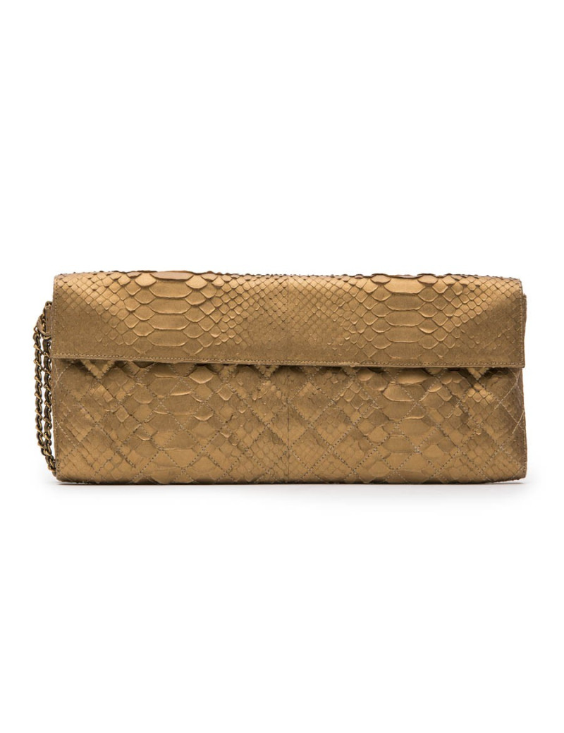 Pochette CHANEL en python or mat