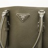 PRADA double bag in khaki green Saffiano leather