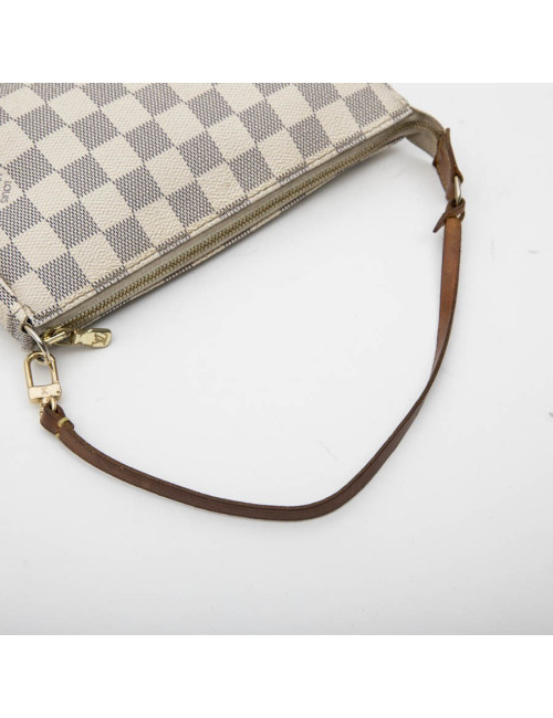 LOUIS VUITTON clutch bag in Azur checkered canvas and natural cow leather