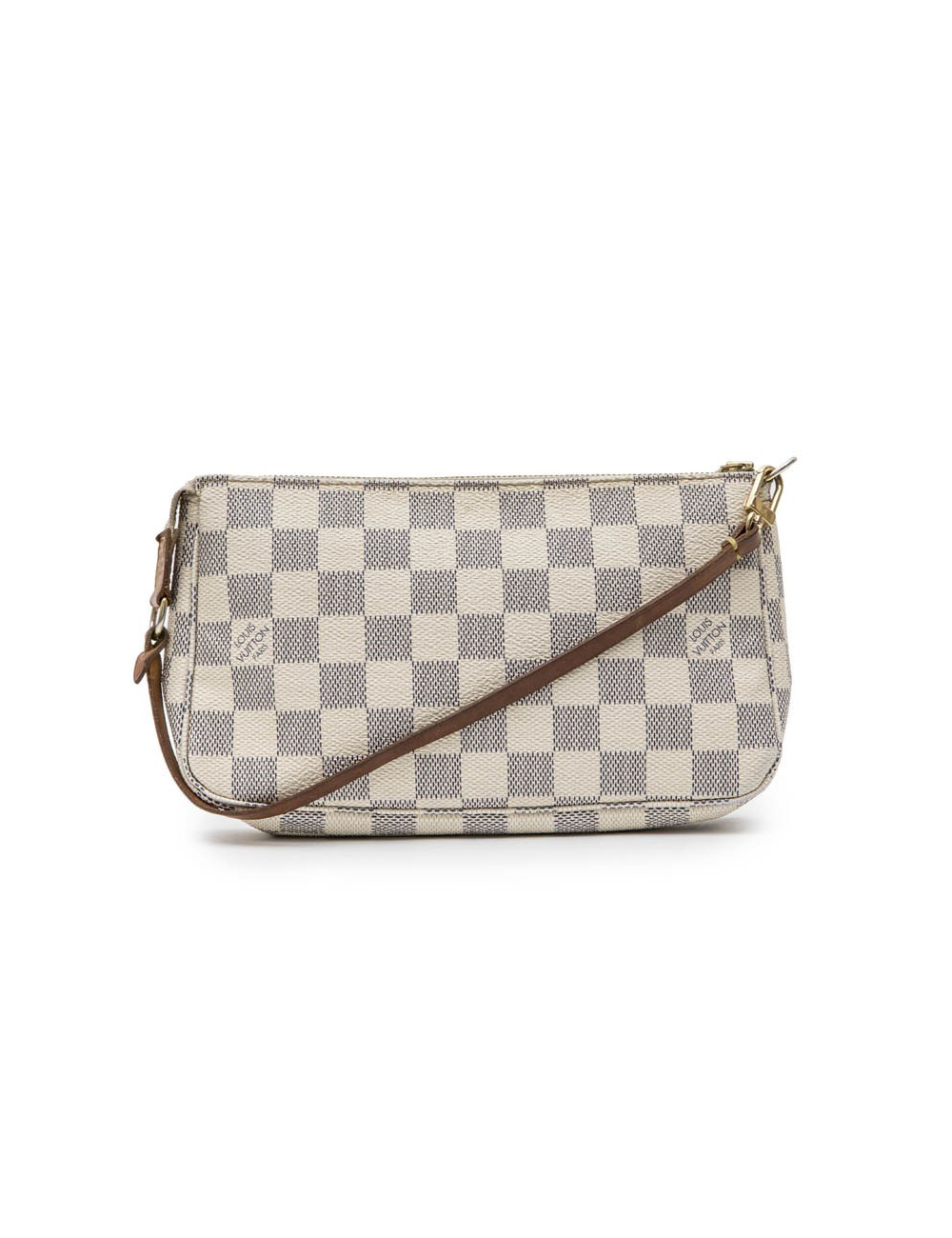 LOUIS VUITTON clutch bag in Azur checkered canvas and natural cow leather