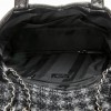 CHANEL bag in black patent leather and flap in gray tweed.