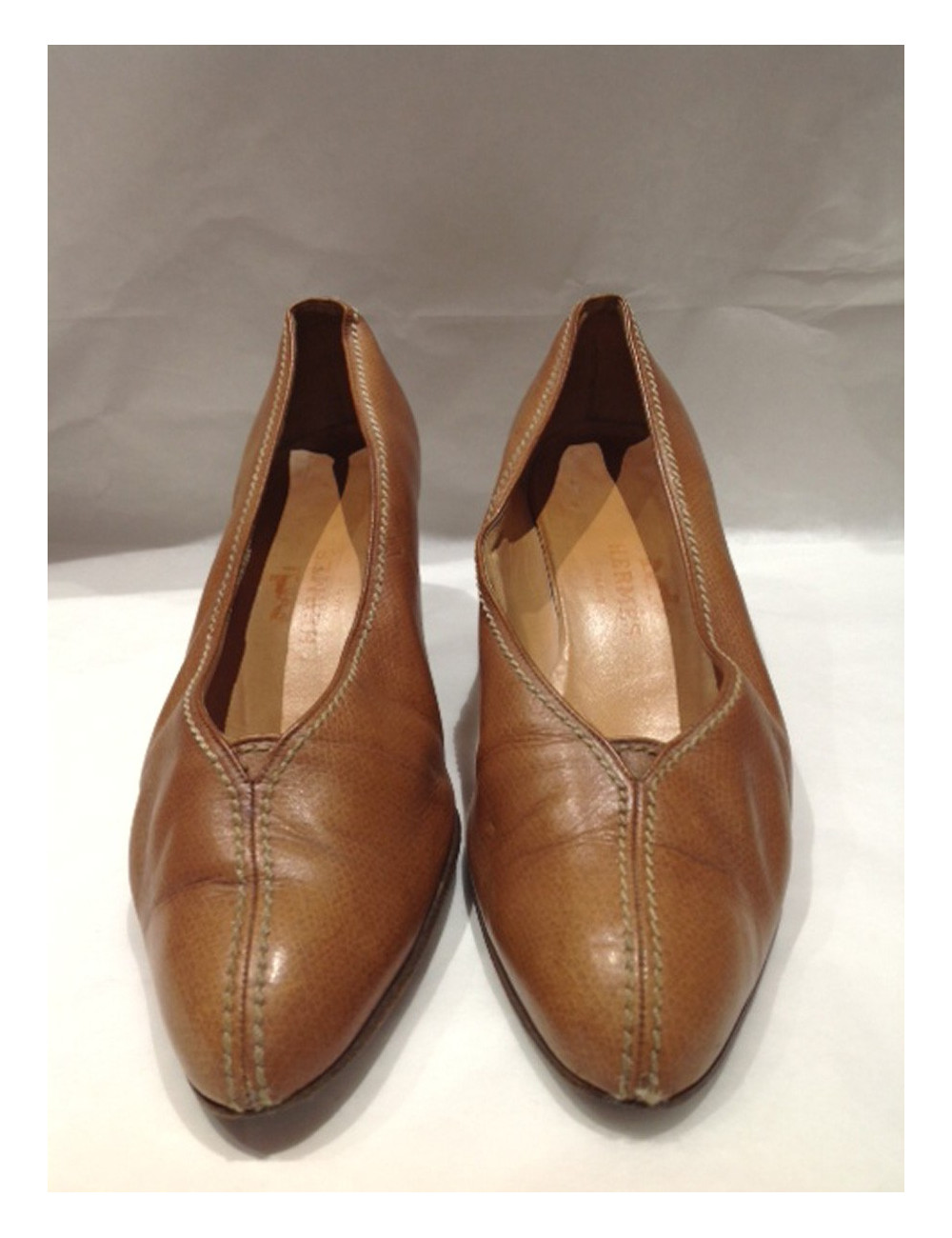 Escarpins HERMÈS T34,5 cuir gold