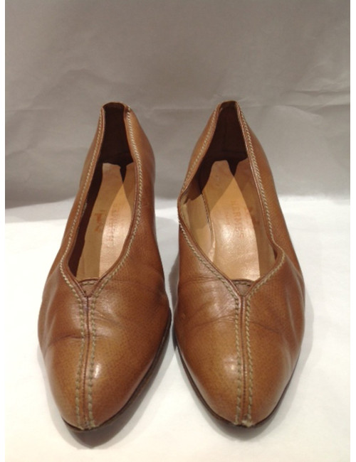 Escarpins HERMÈS T34,5 cuir gold