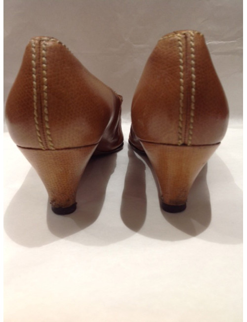 Escarpins HERMÈS T34,5 cuir gold