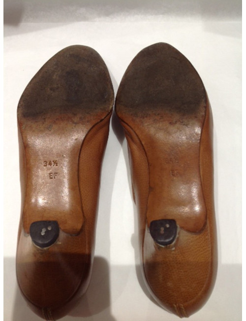 Escarpins HERMÈS T34,5 cuir gold