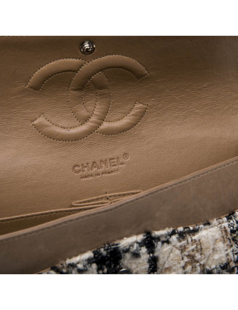 CHANEL Timeless Double Flap Bag in Multicolored Quilted Tweed and Shiny Threads