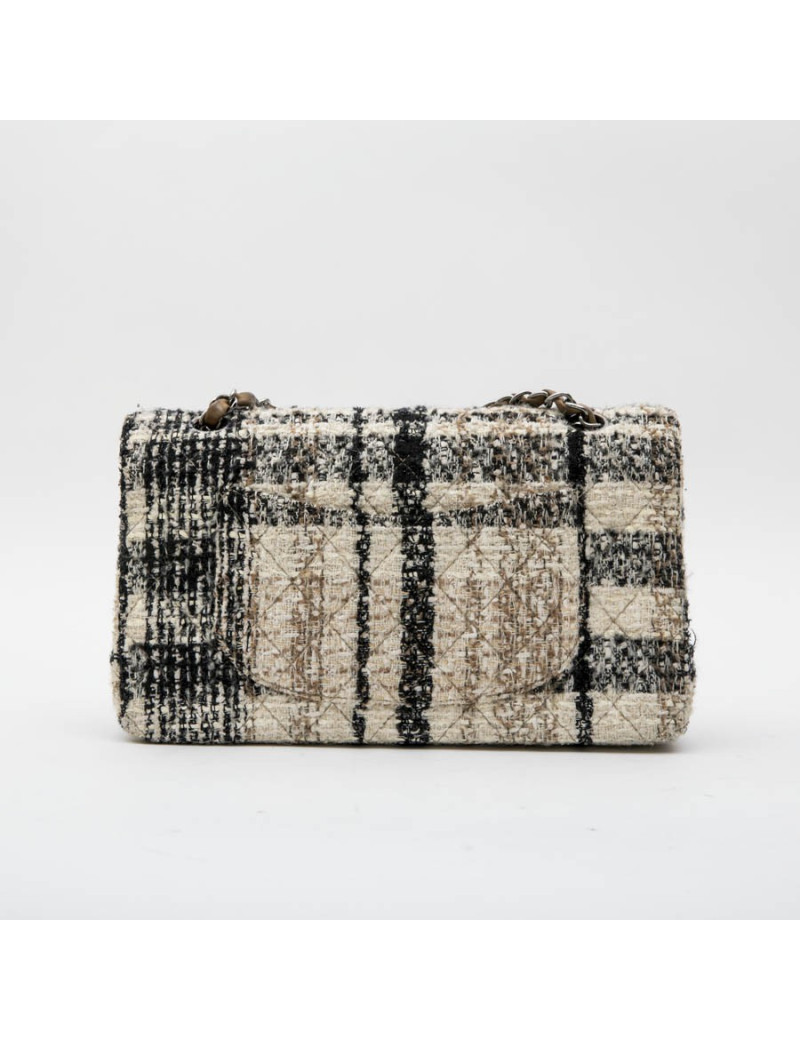 CHANEL Timeless Double Flap Bag in Multicolored Quilted Tweed and Shiny Threads