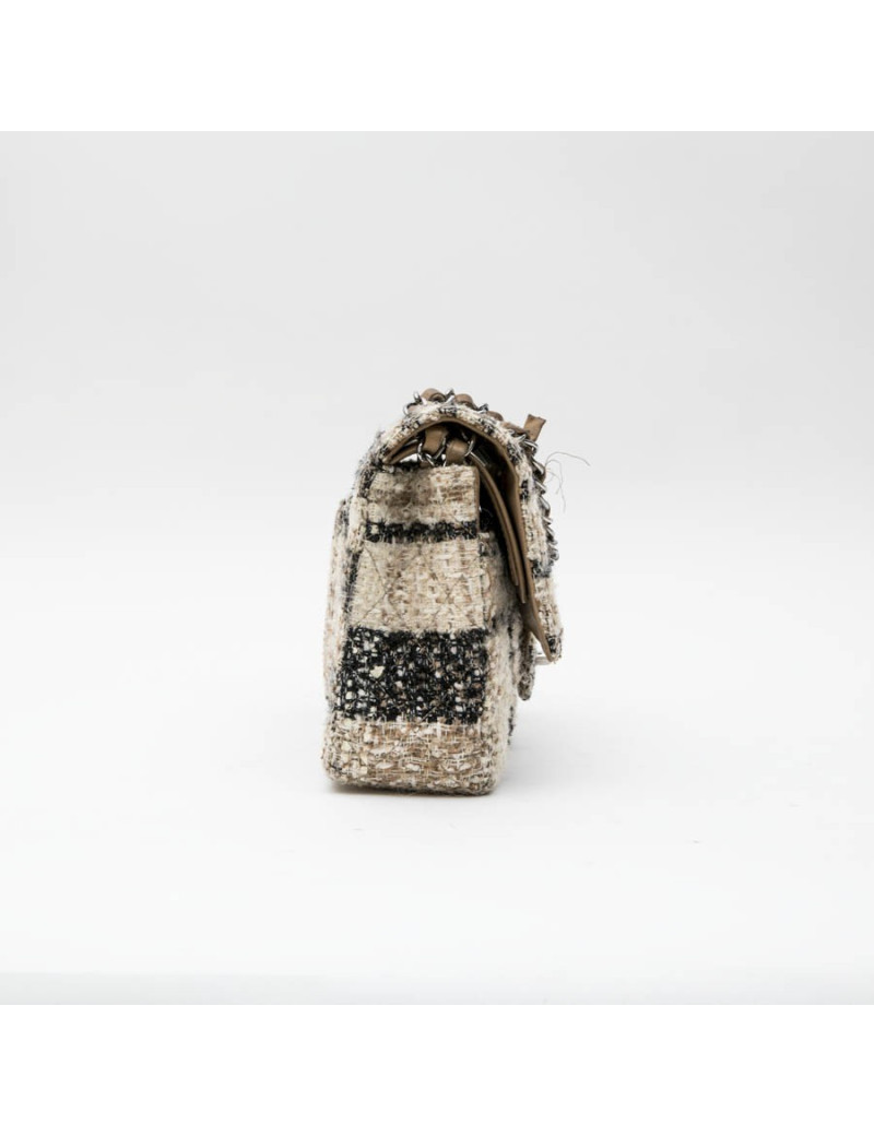 CHANEL Timeless Double Flap Bag in Multicolored Quilted Tweed and Shiny Threads