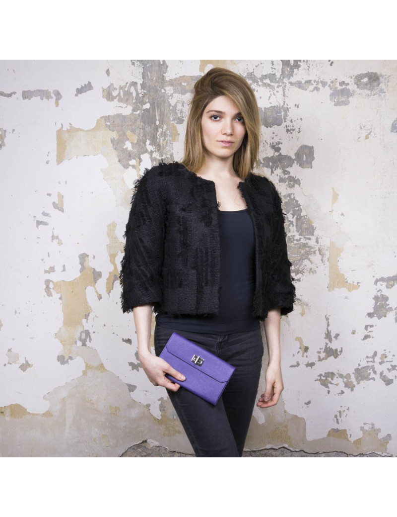 Pochette PRADA en cuir Saffiano violet