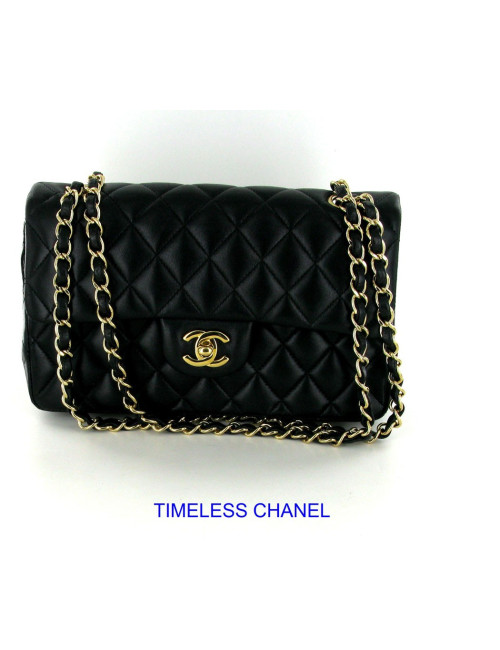 sac Timeless CHANEL à double rabat cuir noir