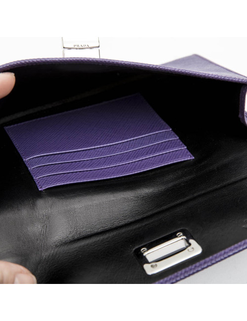 PRADA clutch in purple saffiano leather