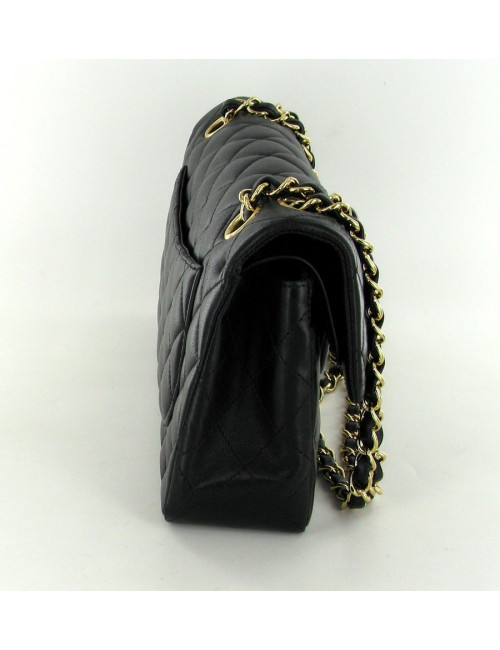 sac Timeless CHANEL à double rabat cuir noir