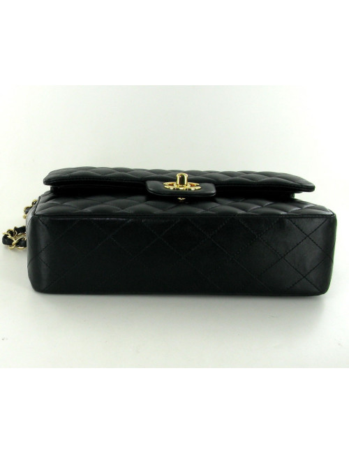 Sac Timeless CHANEL à double rabat cuir noir