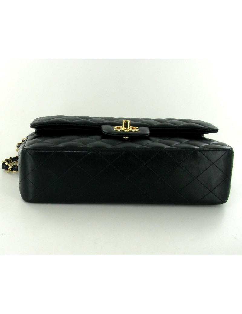 sac Timeless CHANEL à double rabat cuir noir