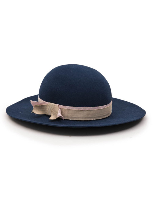 E.S Chapeau TM MAISON MICHEL en feutrine bleue