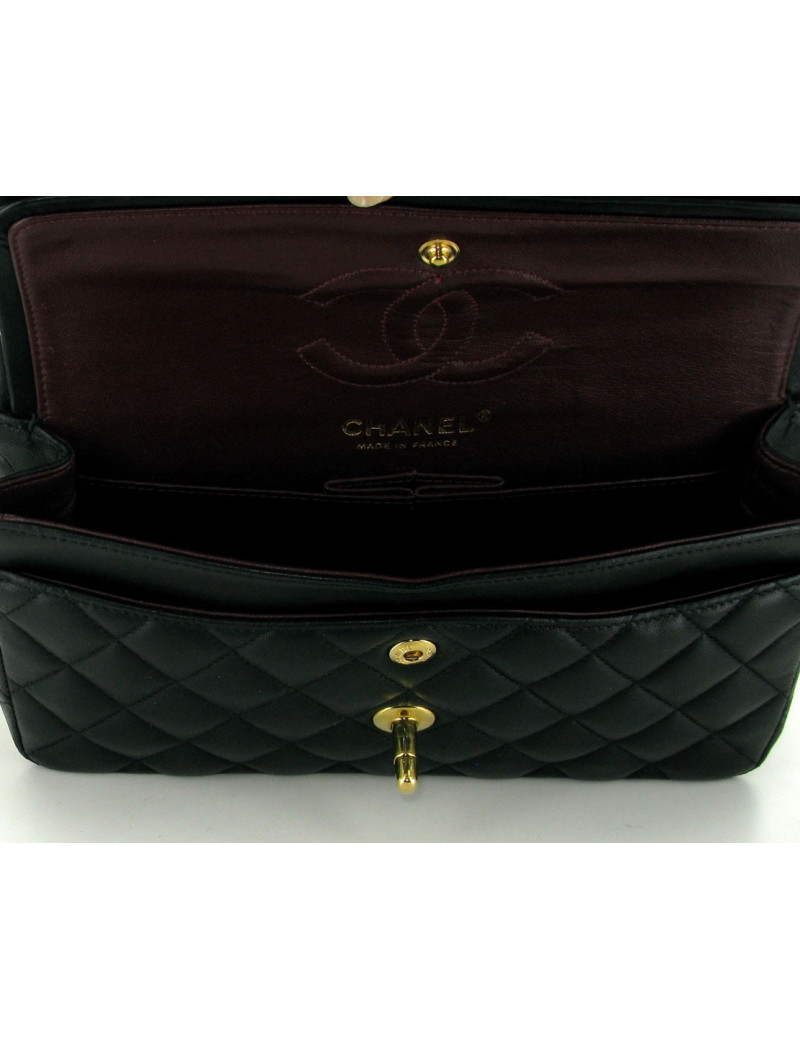 sac Timeless CHANEL à double rabat cuir noir