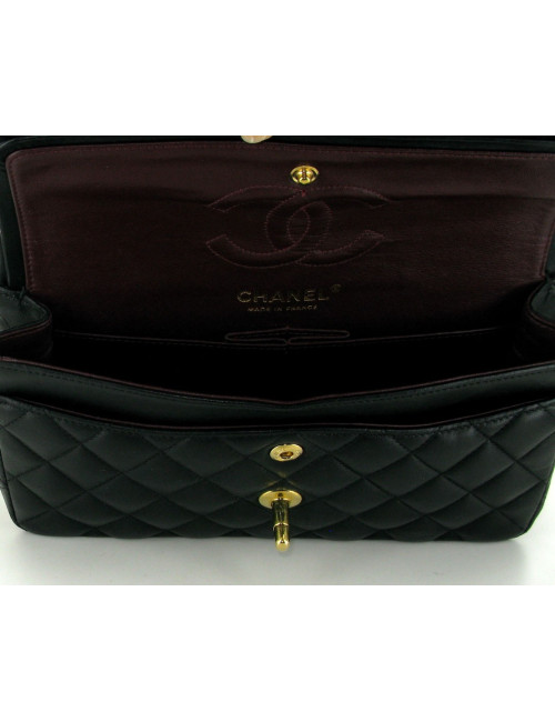 sac Timeless CHANEL à double rabat cuir noir