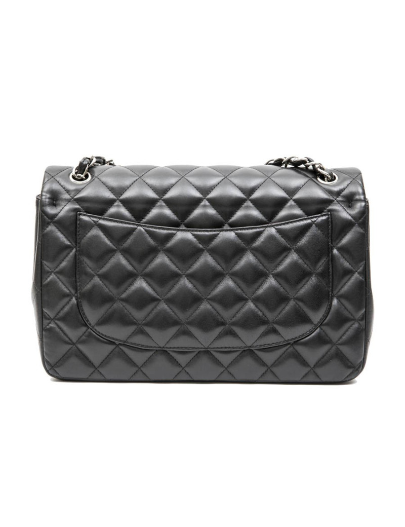 Sac jumbo CHANEL cuir d'agneau lisse matelassé noir