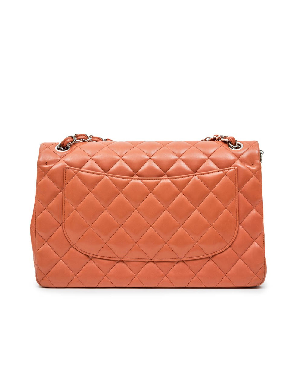 Sac CHANEL Jumbo en cuir d'agneau lisse matelassé corail
