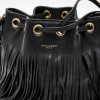 SAINT LAURENT Mini 'Emmanuelle' Bucket Bag in Black Smooth Leather and Fringes