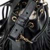 SAINT LAURENT Mini 'Emmanuelle' Bucket Bag in Black Smooth Leather and Fringes