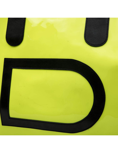 Sac cabas DELVAUX verni jaune fluo