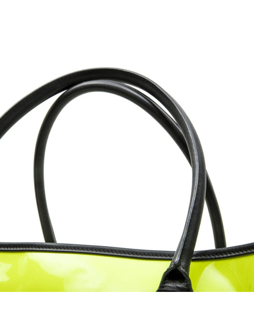 Sac cabas DELVAUX verni jaune fluo