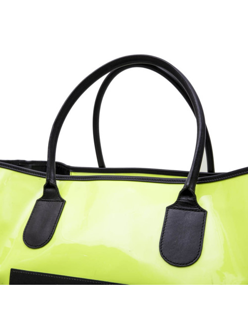 Sac cabas DELVAUX verni jaune fluo