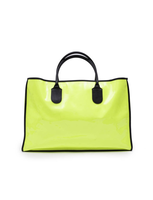 Sac cabas DELVAUX verni jaune fluo