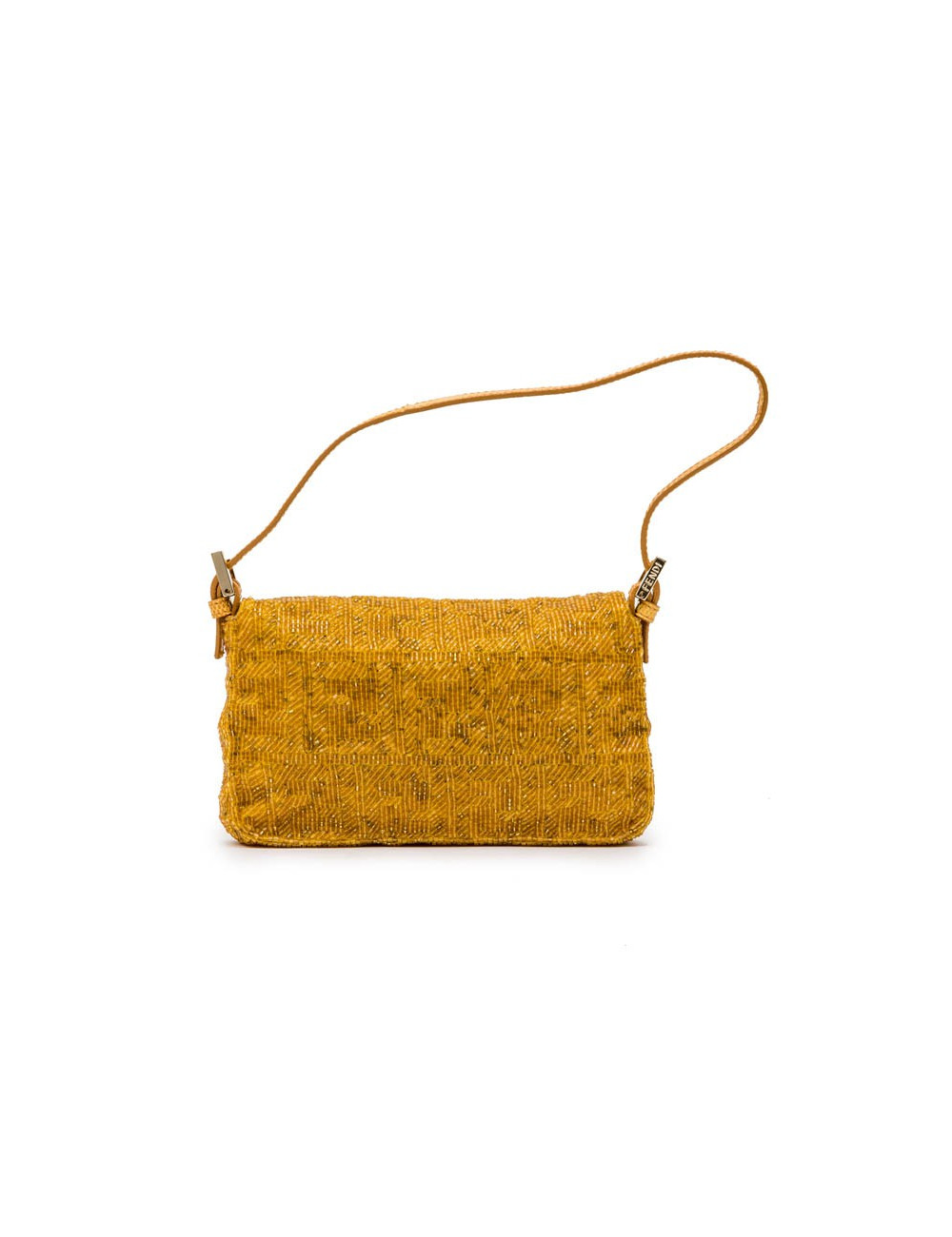 Mini sac baguette FENDI perlé ocre jaune