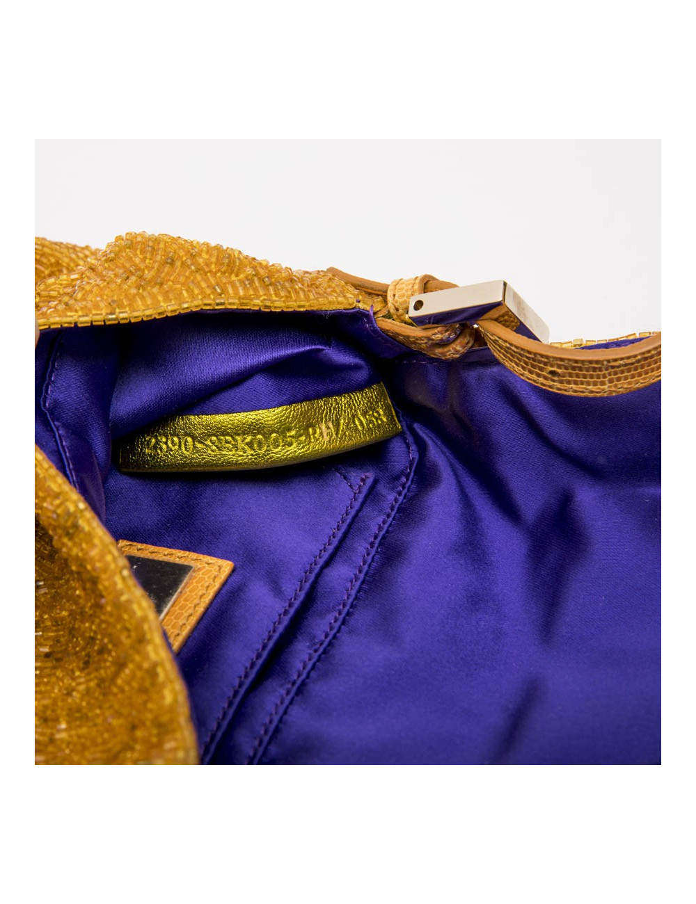 Mini sac baguette FENDI perlé ocre jaune