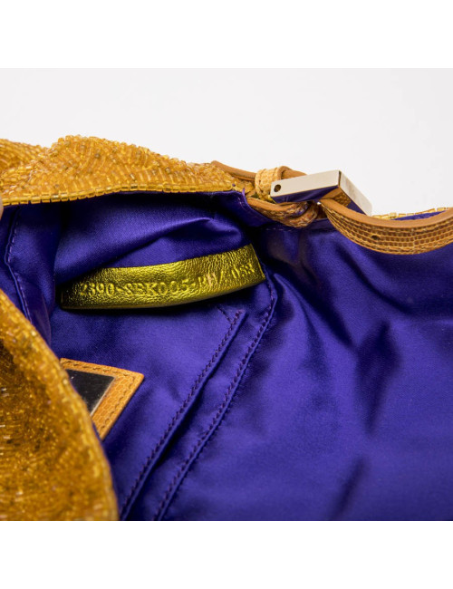 Mini sac baguette FENDI perlé ocre jaune