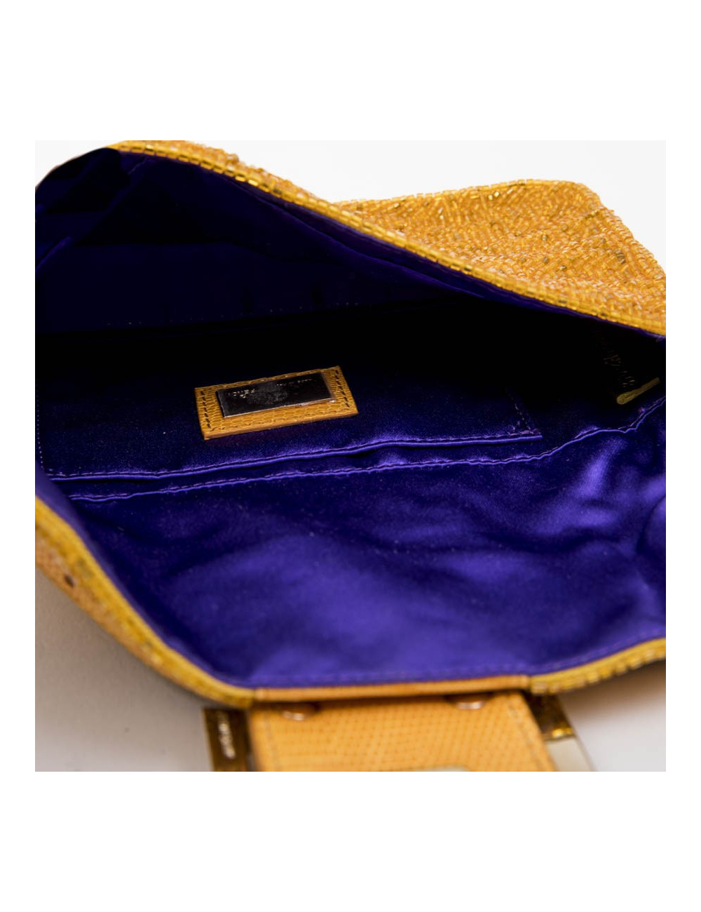 Sac baguette  FENDI perlé ocre jaune