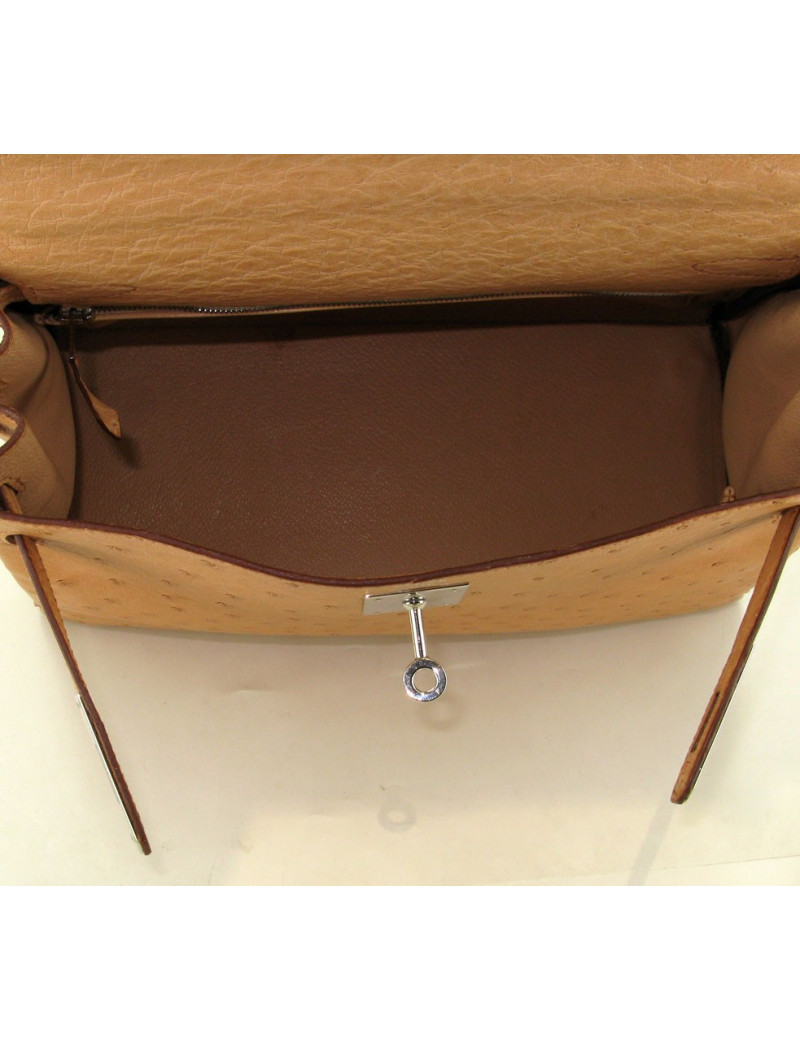 Kelly II 28 HERMÈS autruche naturel