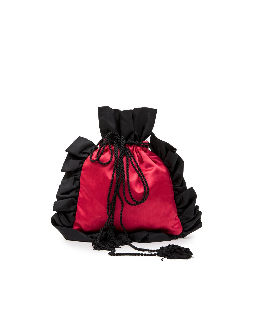 Minaudière YSL YVES SAINT LAUREN en satin duchesse  rouge et noir