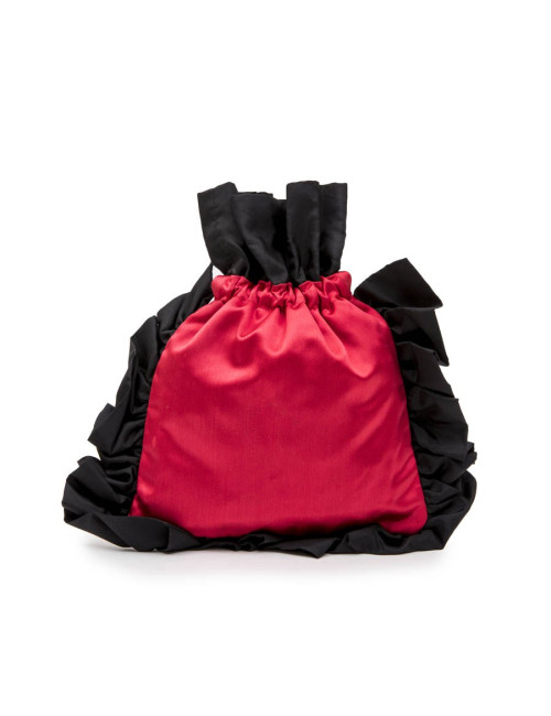 Minaudière YSL YVES SAINT LAUREN en satin duchesse  rouge et noir