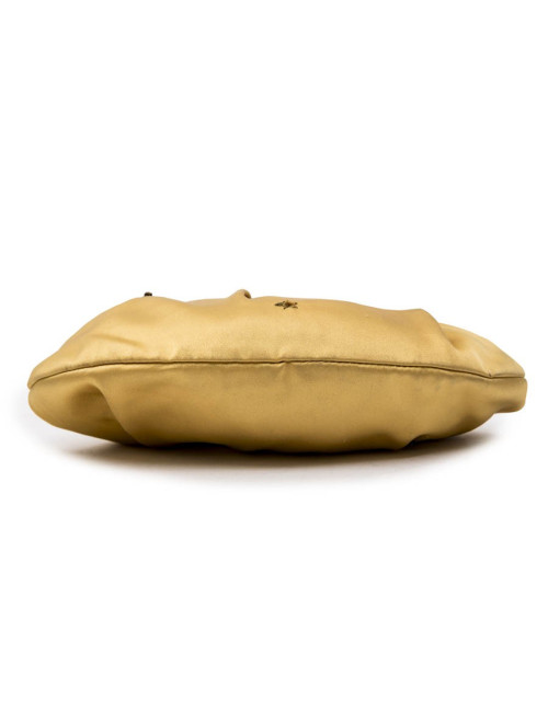 Mini sac du soir CHRISTIAN DIOR en satin duchesse ocre jaune