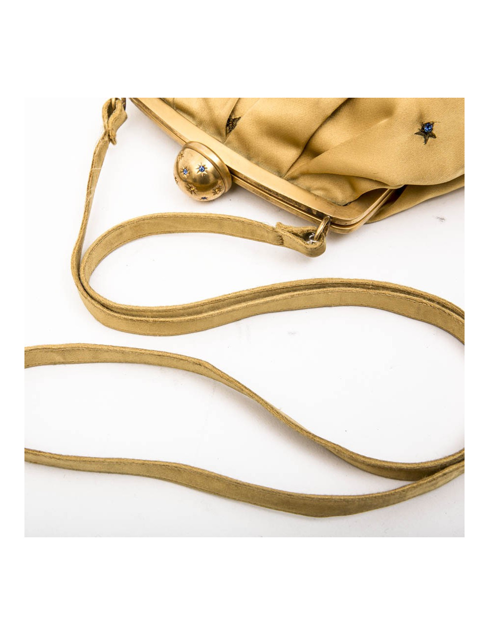 Mini sac du soir CHRISTIAN DIOR en satin duchesse ocre jaune