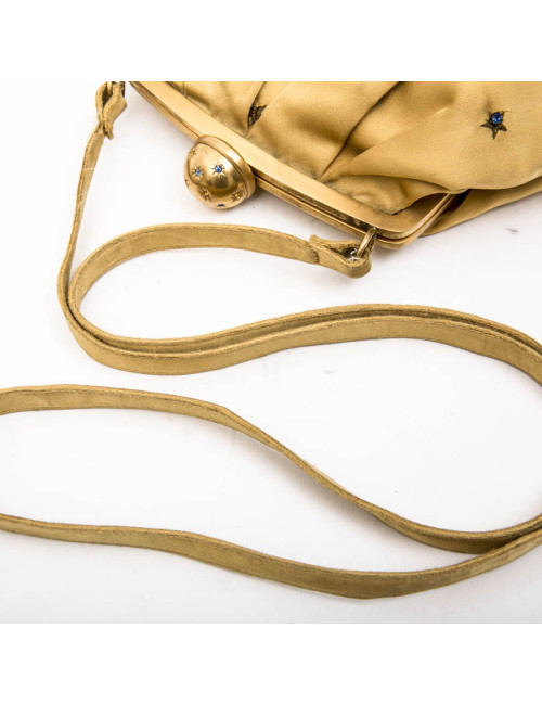 Mini sac du soir CHRISTIAN DIOR en satin duchesse ocre jaune