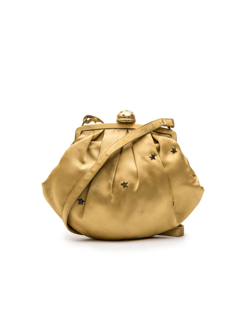 Mini sac du soir CHRISTIAN DIOR en satin duchesse ocre jaune