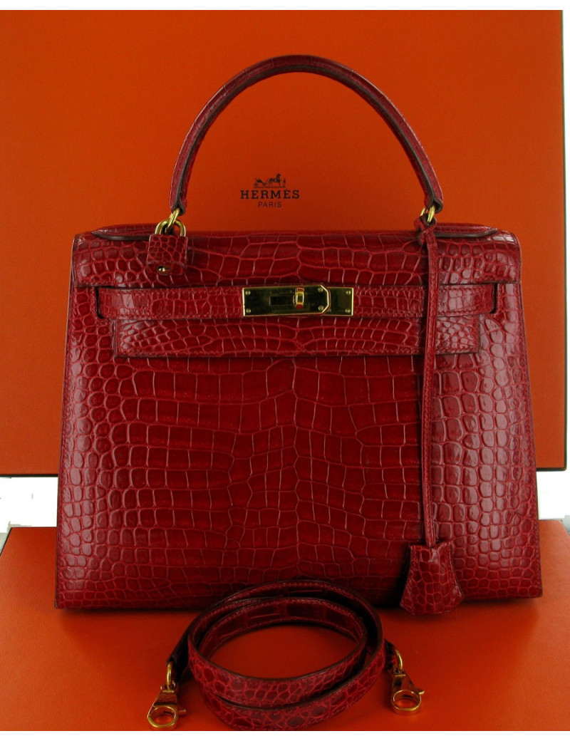 Kelly porosus rouge braise HERMÈS