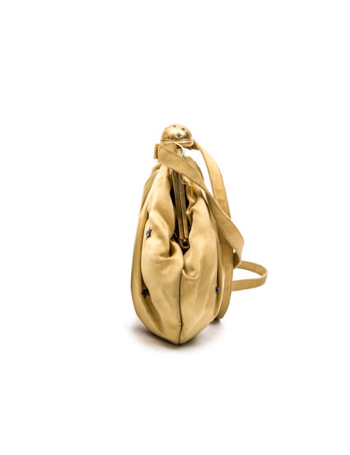 Mini sac du soir CHRISTIAN DIOR en satin duchesse ocre jaune