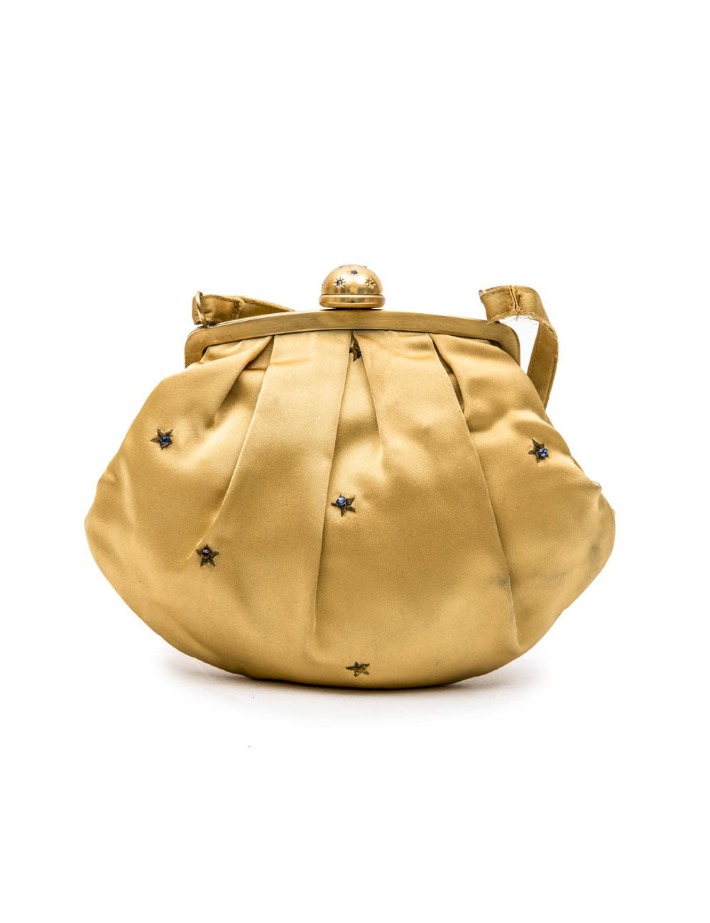 Mini sac du soir CHRISTIAN DIOR en satin duchesse ocre jaune