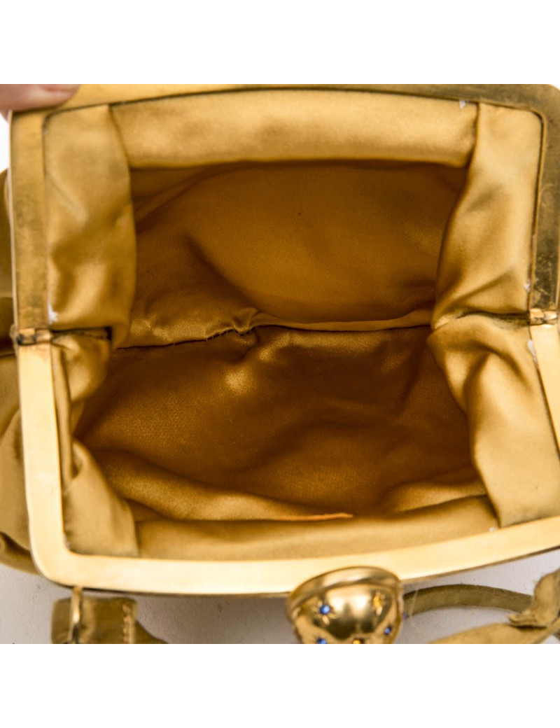 Mini sac du soir CHRISTIAN DIOR en satin duchesse ocre jaune
