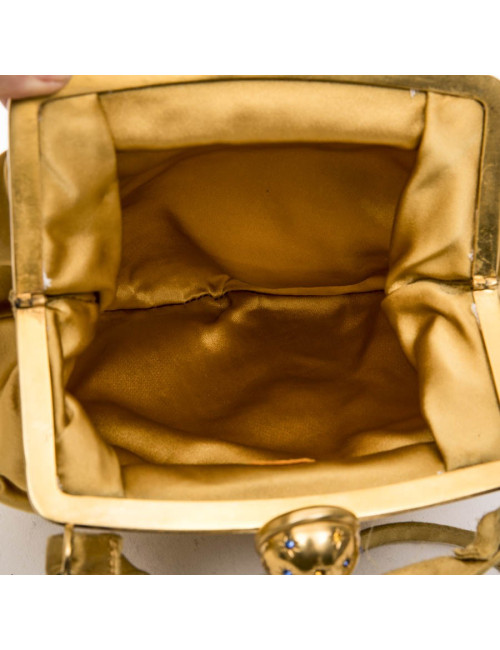 Mini sac du soir CHRISTIAN DIOR en satin duchesse ocre jaune