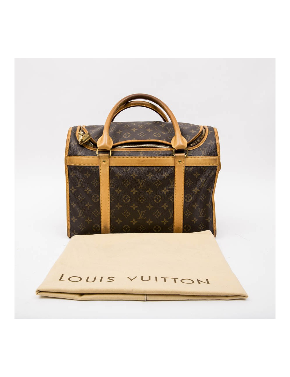  LOUIS VUITTON T 40 dog bag carrier in brown monogram canvas
